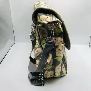 Petunia Pickle Bottom Boxy Backpack Diaper Bag Lage Floral Grey Green Pink s-l400.jpg main image 2
